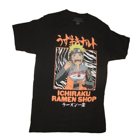 Naruto Ichiraku Ramen Shop T Shirt Size Medium Black 38/40 Shippuden Collection - Picture 1 of 2